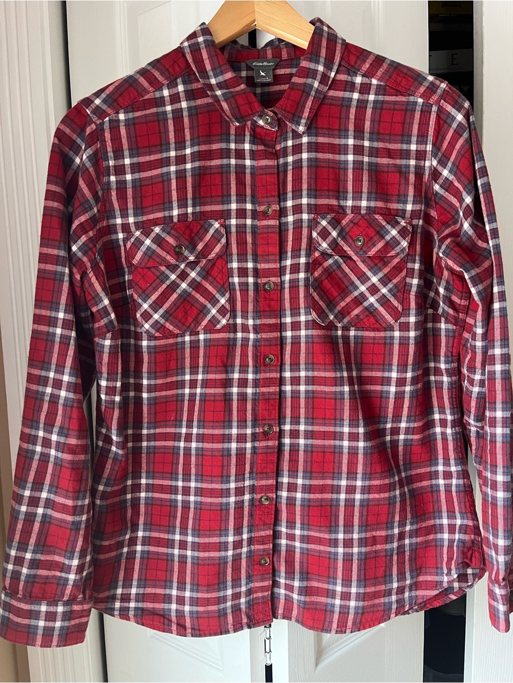 Eddie Bauer Red Plaid Button-Down Shirt